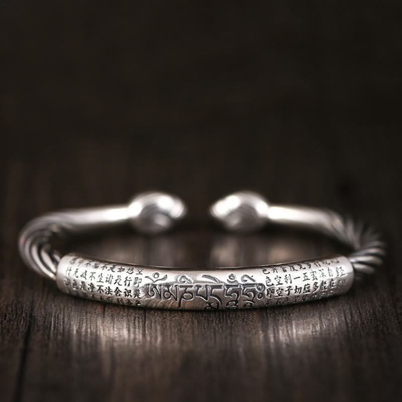 Tibetan Om Mani Padme Hum Heart Sutra Purity Cuff Bracelet