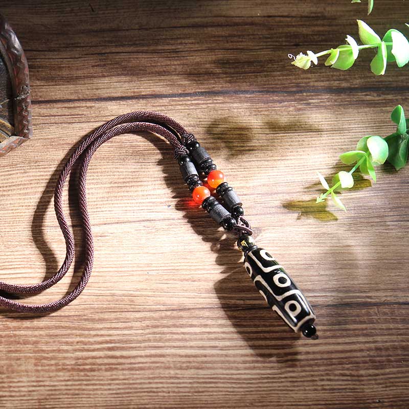 Tibetan Nine-Eye Dzi Bead Wealth Necklaces & Pendants (Extra 35% Off | USE CODE: FS35)