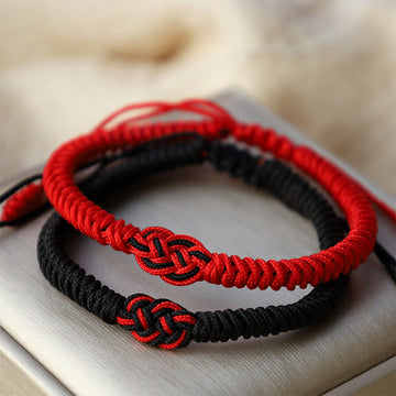 Handmade Tibetan Endless Knot Red String Bracelet Set for Couples, 2Pcs