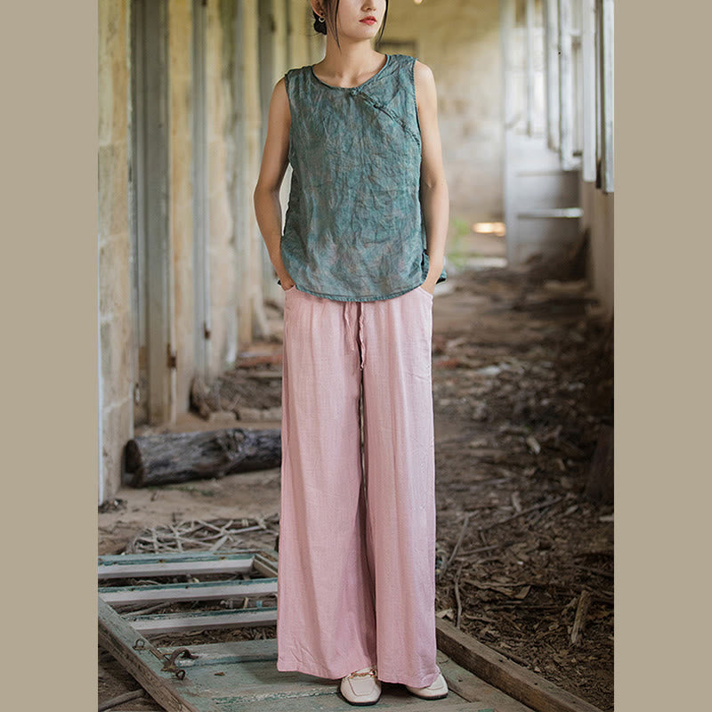 Plain Wide Leg Pants Dance Women's Yoga Pants With Pockets