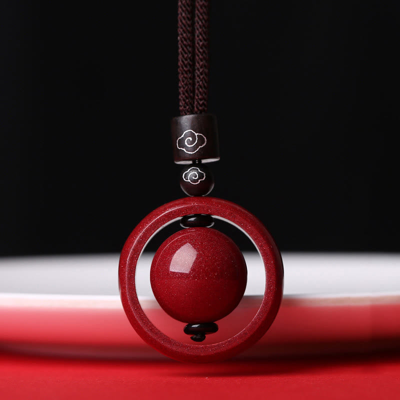 Cinnabar Om Mani Padme Hum PiXiu Blessing Lucky Bead Necklace Pendant