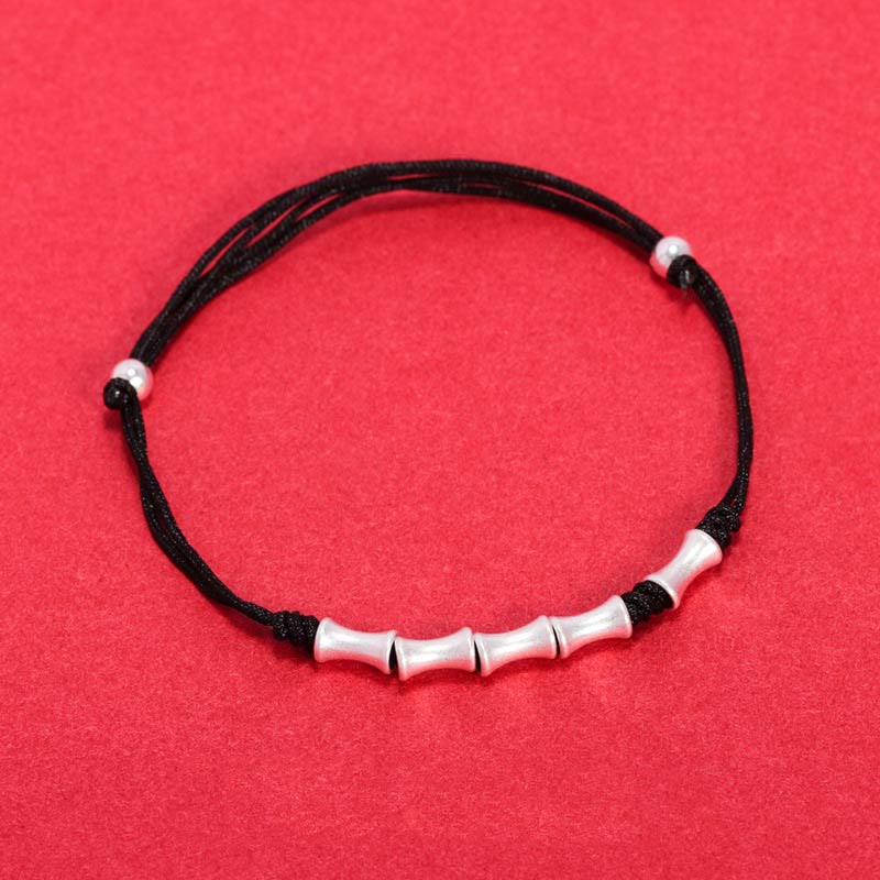 925 Sterling Silver Bamboo Design Protection Luck Braided Bracelet