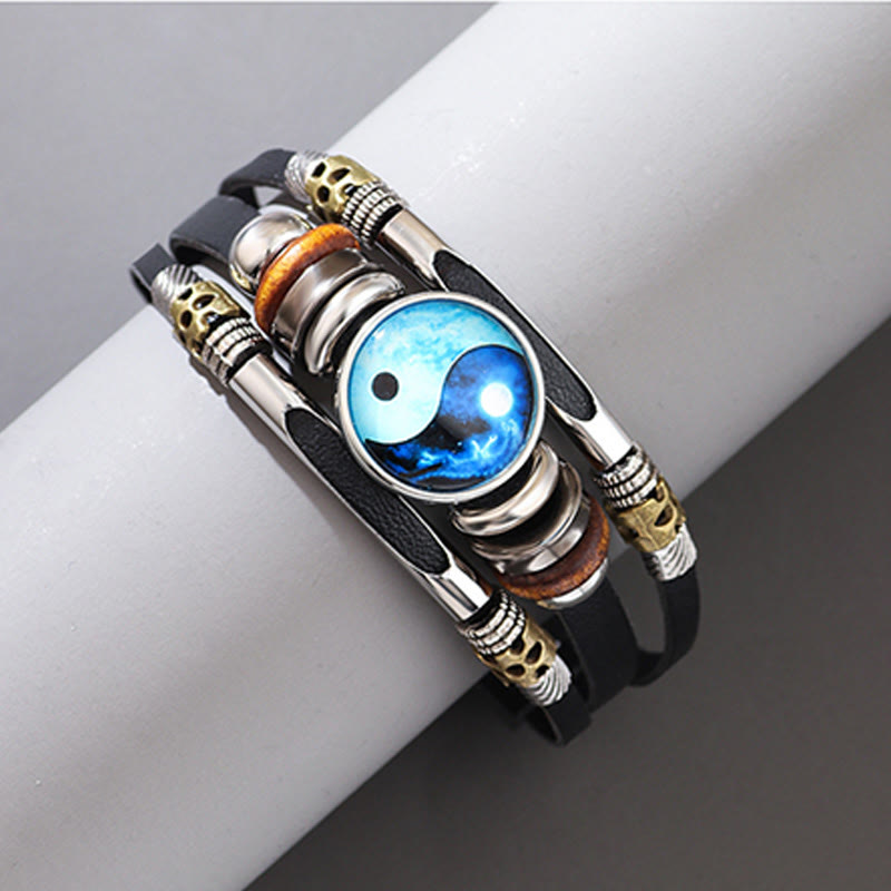 Yin Yang Leather Balance Bracelet