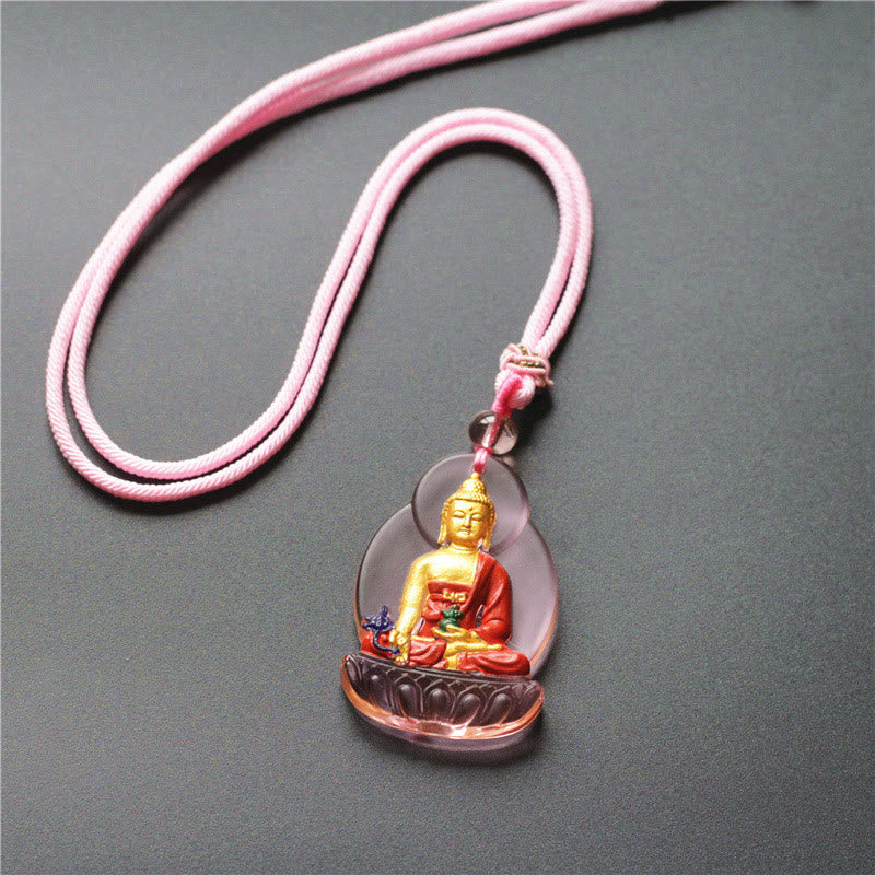 Tibet Medicine Buddha Liuli Crystal Compassion Necklace Pendant (Extra 35% Off | USE CODE: FS35)