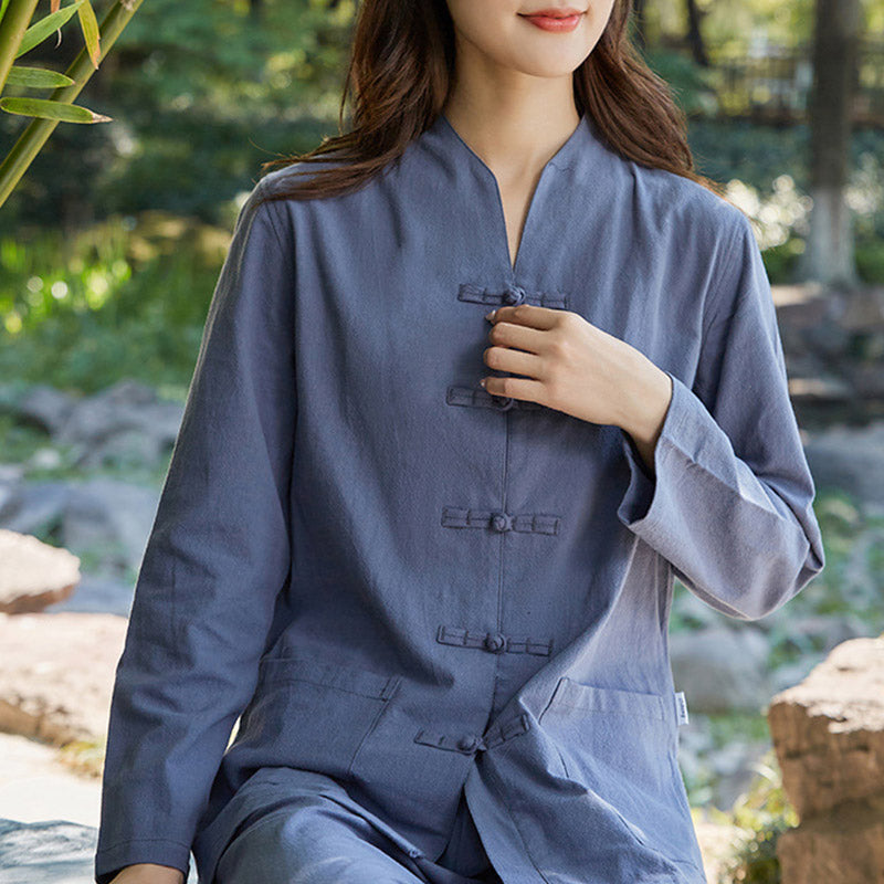 Handcrafted Cotton Linen Stand-Collar Meditation and Ritual Set