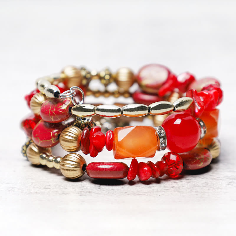 Multilayer Irregular Turquoise & Natural Agate Bead Wrap Bracelet