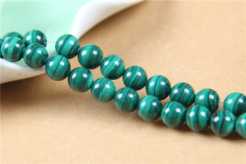 AAA Grade Natural Malachite Beads Strand, Premium Hand-Polished Round Gemstone Loose Beads for Jewelry Making