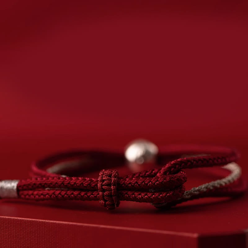 925 Sterling Silver Tibetan Zakiram Goddess Braided Red String Bracelet