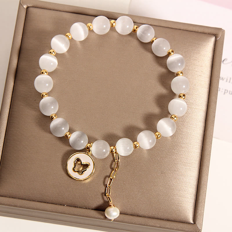 Cat's Eye Butterfly Charm Love Bracelet