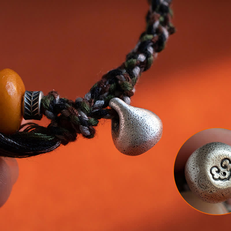 Handmade 990 Sterling Silver & Amber Steelyard Weight Tibetan Style Bracelet