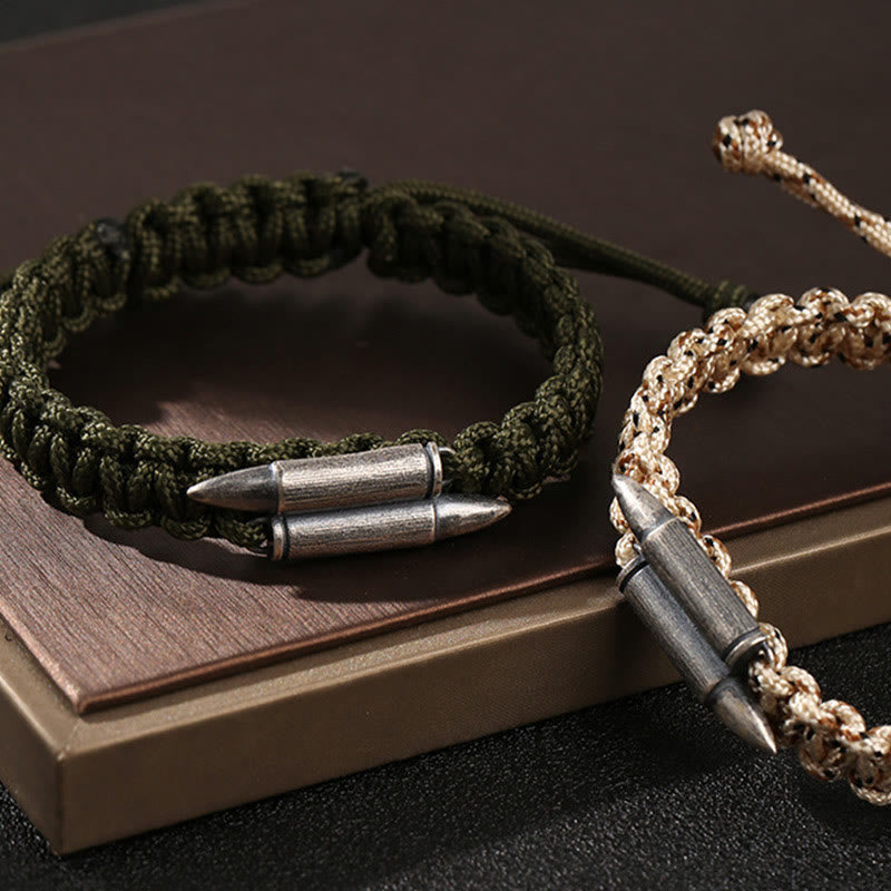 Minimalist 925 Sterling Silver Bullet Design Braided Rope Bracelet