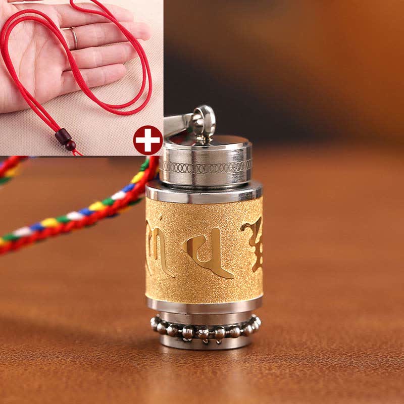 Tibet Om Mani Padme Hum Shurangama Mantra Titanium Steel Wisdom Amulet Necklace Pendant