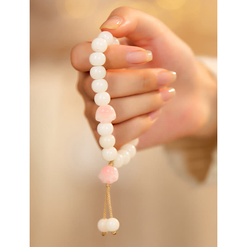 Natural Bodhi Seed Lovely Paw Lucky Cat Paw Peace Bracelet