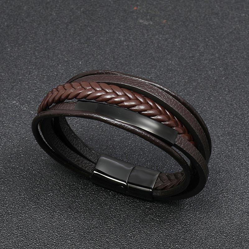 Minimalist Titanium Steel and Leather Unisex Bracelet for Daily Grounding