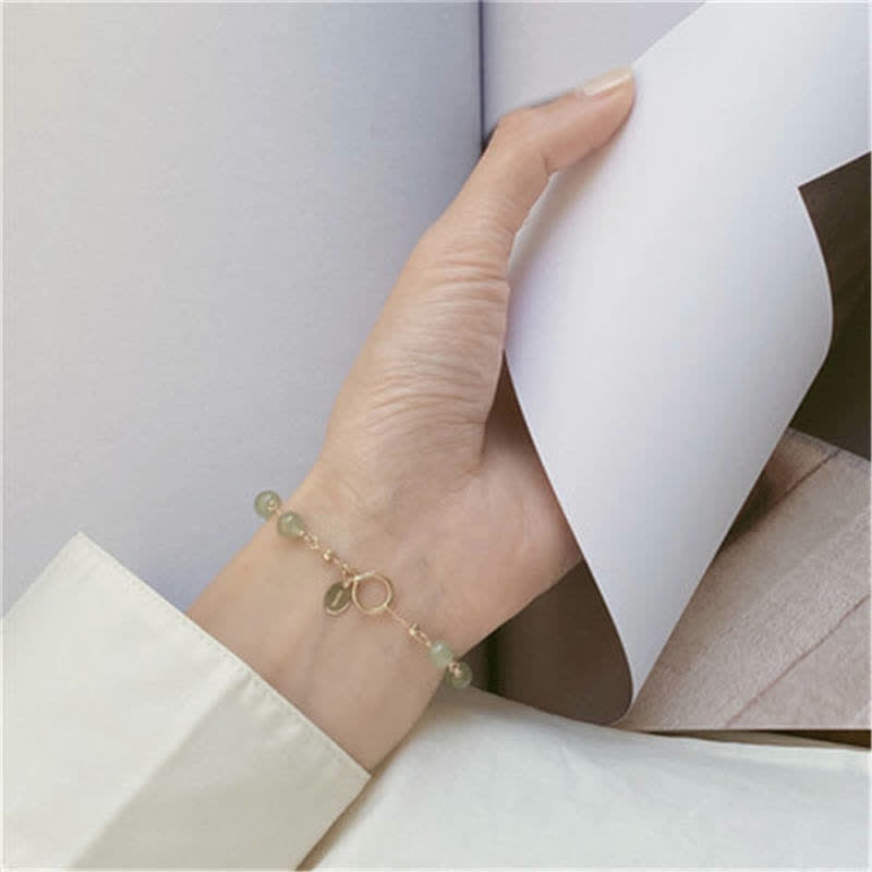 Unique Natural Hetian Jade 14K Gold filled Luck Beaded Bracelet