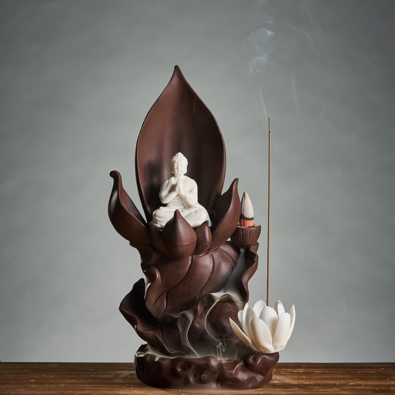 Lotus Spiritual Figure Purple Clay Incense Burner for Mindful Aromatic Rituals