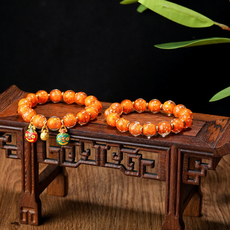 Handmade Luminous Liuli Glass Pixiu Gold Swallowing Beast Success Bracelet
