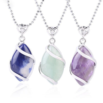 Marquise Pattern Natural Crystal Stone Charm Necklace Pendant (Extra 35% Off | USE CODE: FS35)