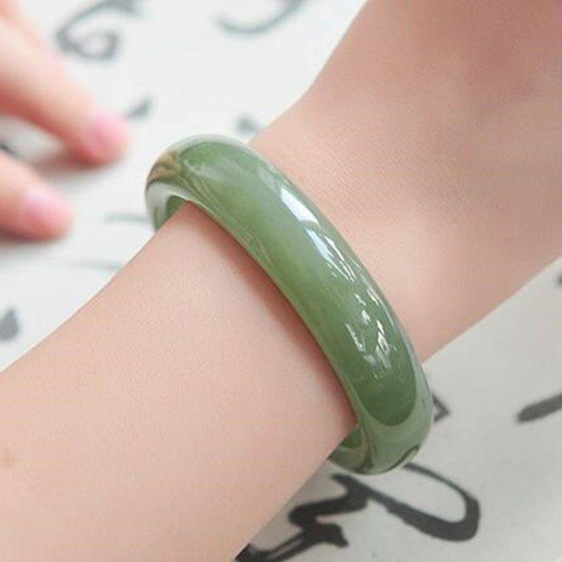 Solid Natural Jade Hand-Polished Energy Bangle Bracelet