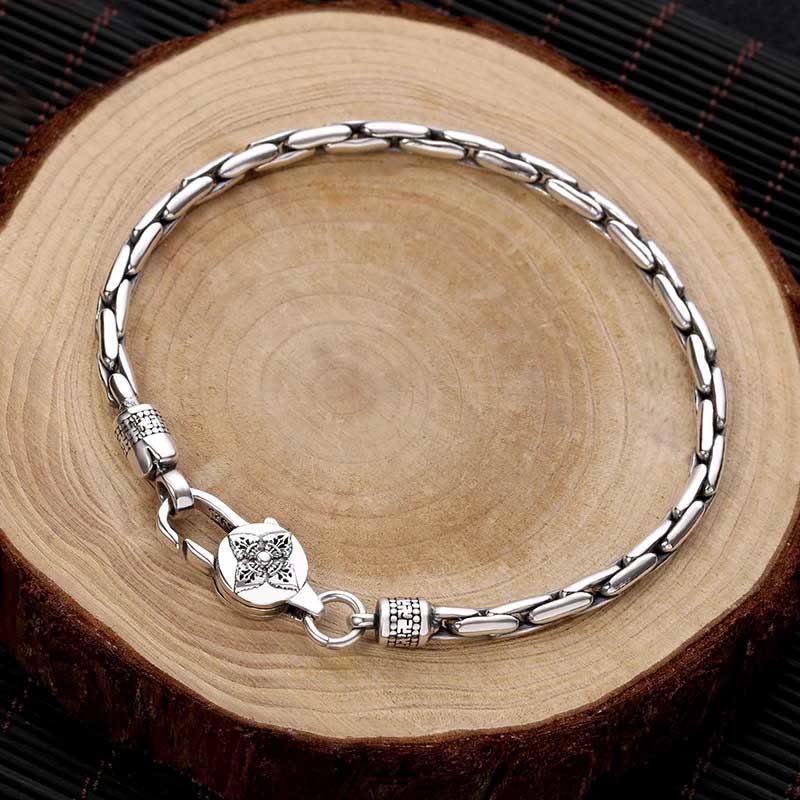 Tibetan Sterling Silver & Copper Om Mani Padme Hum Vajra Buddha Swastika Bracelet