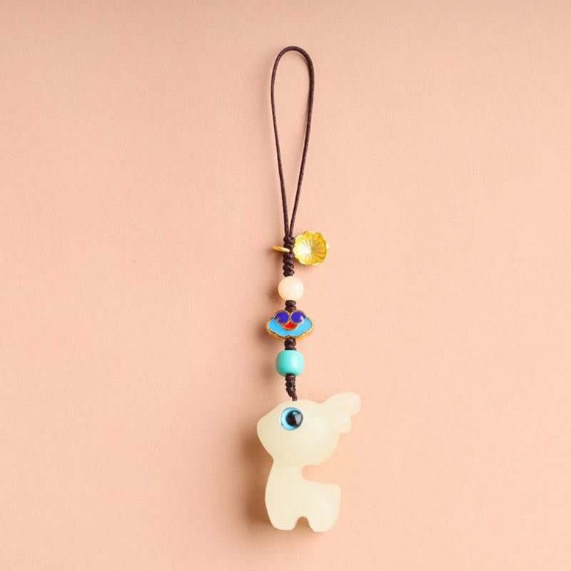 Mini Cute Deer Glowstone Luminous Lucky Deer Energy Key Chain Phone Car Hanging Decoration