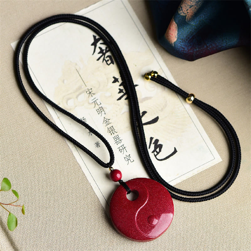 Laughing Buddha Yin Yang Chinese Zodiac Gourd Natural Cinnabar Blessing Necklace Pendant