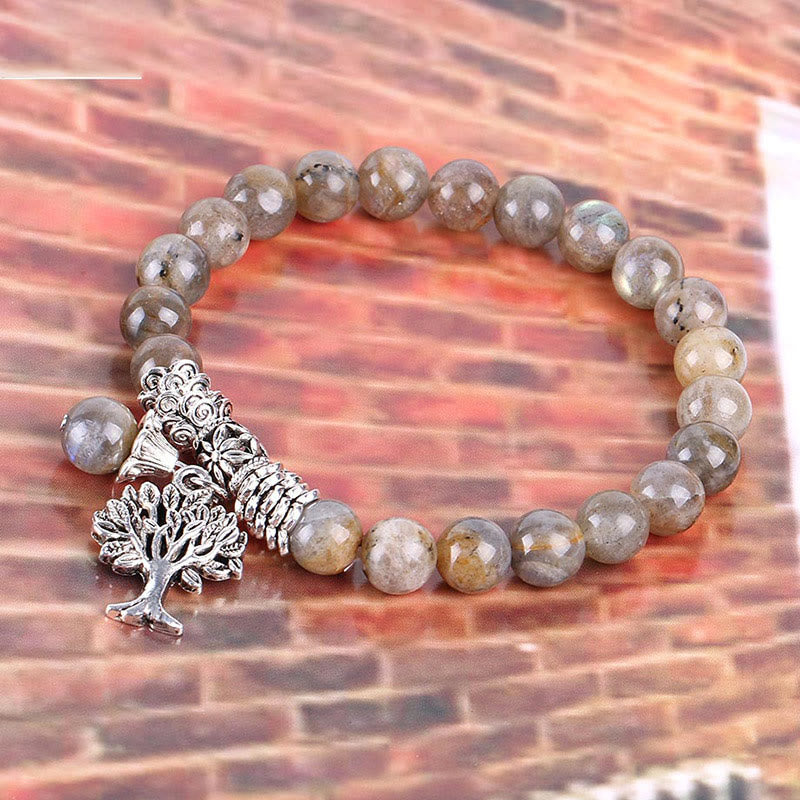 Natural Gemstone Tree of Life Lucky Charm Stretch Bracelet