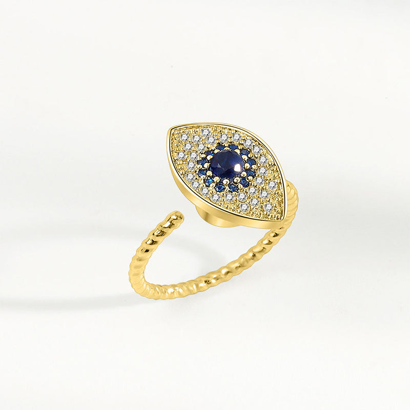Rotatable 925 Sterling Silver Evil Eye Spinner Ring