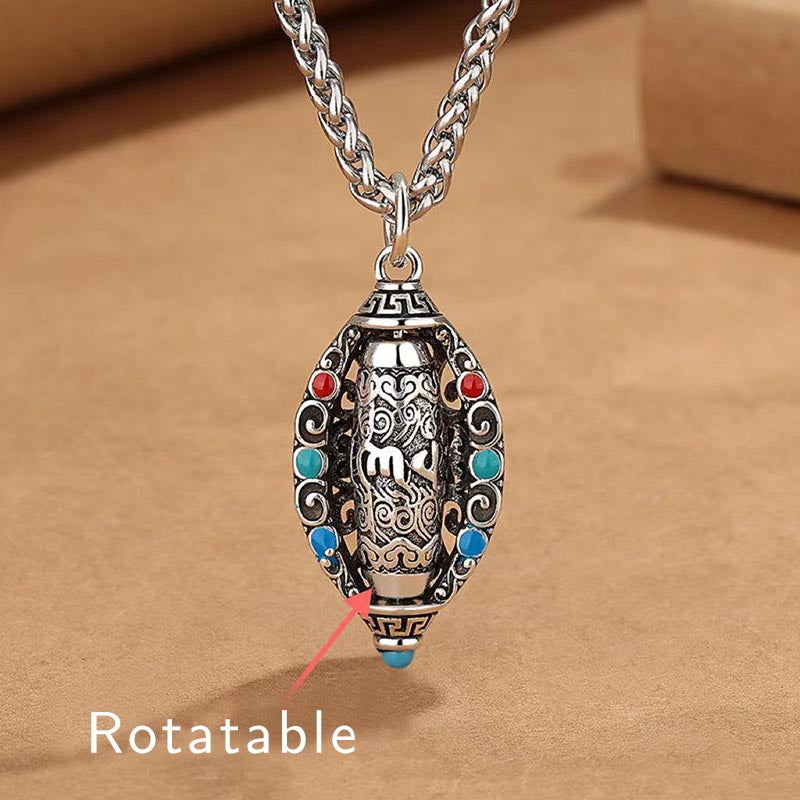 Tibetan Om Mani Padme Hum Purity Rotatable Necklace Pendant