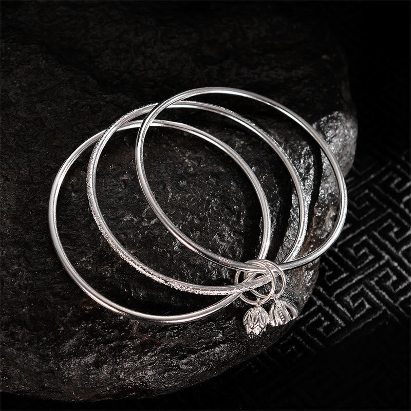 Lotus Flower Pod White Copper New Beginning Bracelet Bangle