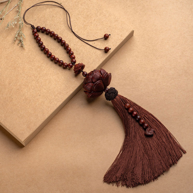 Tibetan Small Leaf Red Sandalwood Lotus Luck Protection Tassel Decoration (Extra 35% Off | USE CODE: FS35)