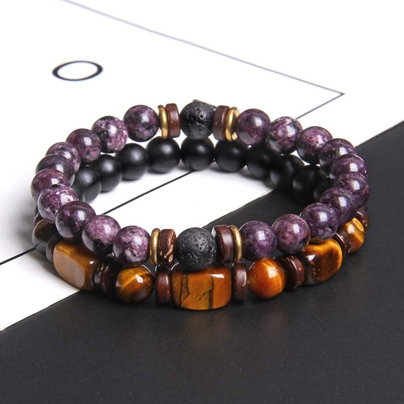 2PCS Healing Crystal Emperor Stone Tiger Eye Bead Bracelet