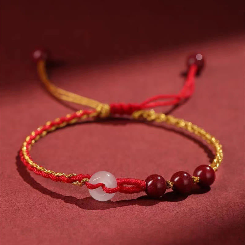 Natural Cinnabar Jade Peace Buckle Blessing Bracelet