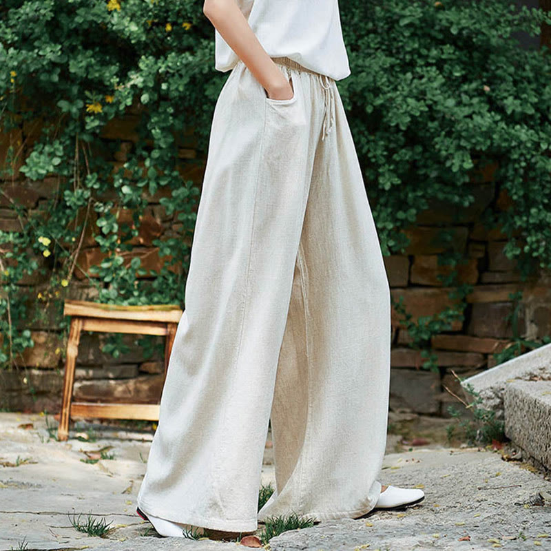 Plain Wide Leg Pants Dance Women's Yoga Pants With Pockets