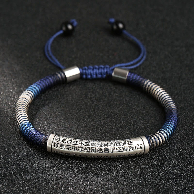 999 Sterling Silver Heart Sutra Calm Handmade Braided Bracelet