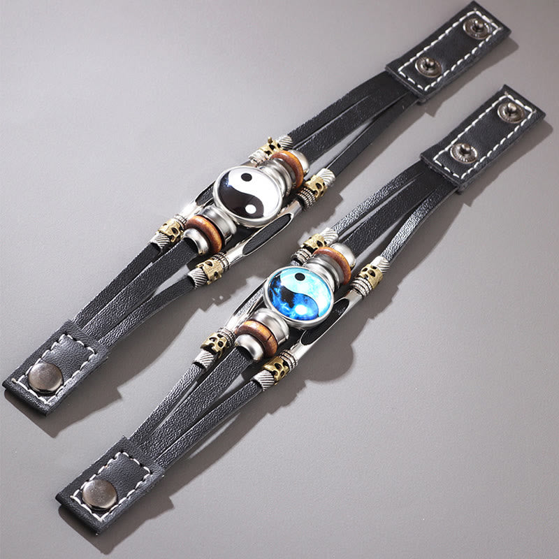 Yin Yang Leather Balance Bracelet