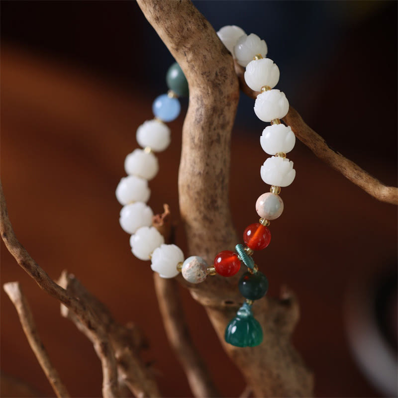 Bodhi Seed Lotus Bead Carved Peace Harmony Bracelet