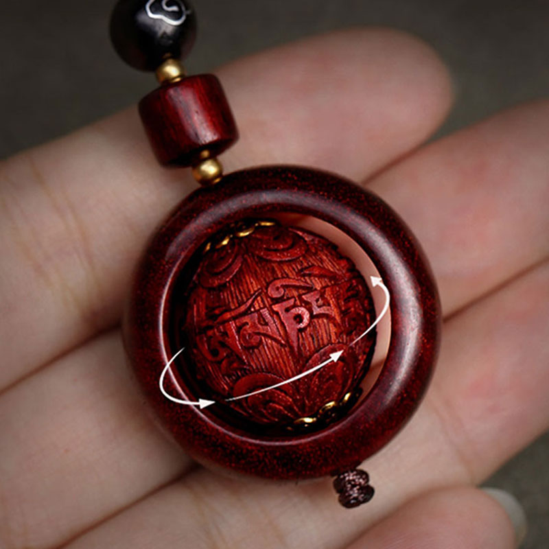 Tibetan Small Leaf Red Sandalwood Ebony Luck Protection Rotation Decoration