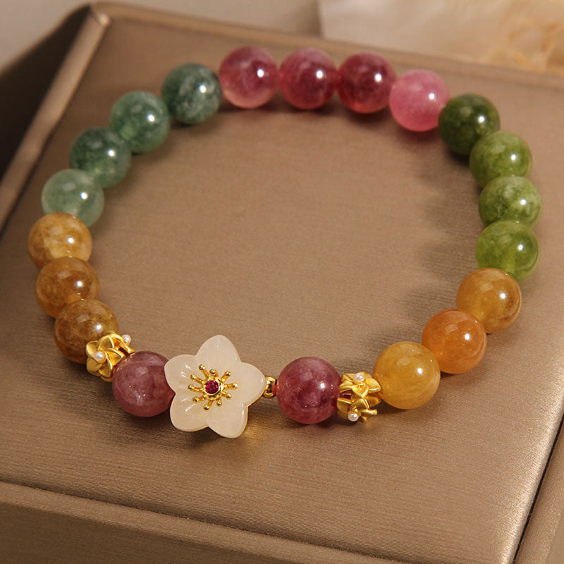 Colorful Tourmaline Jade Flowers Love Bracelet