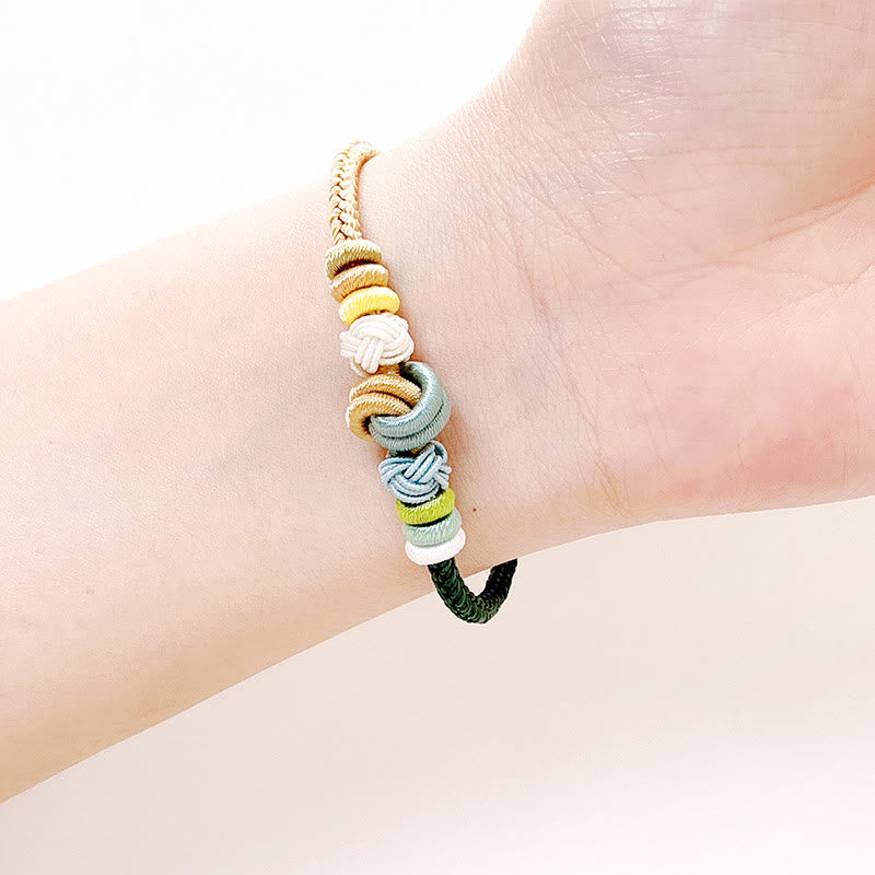 Two-Color Rope Handcrafted Eight Thread Peace Knot Luck Connection Bracelet