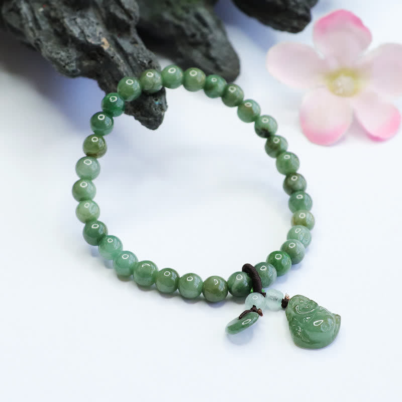 Laughing Buddha Cyan Jade Healing Bracelet