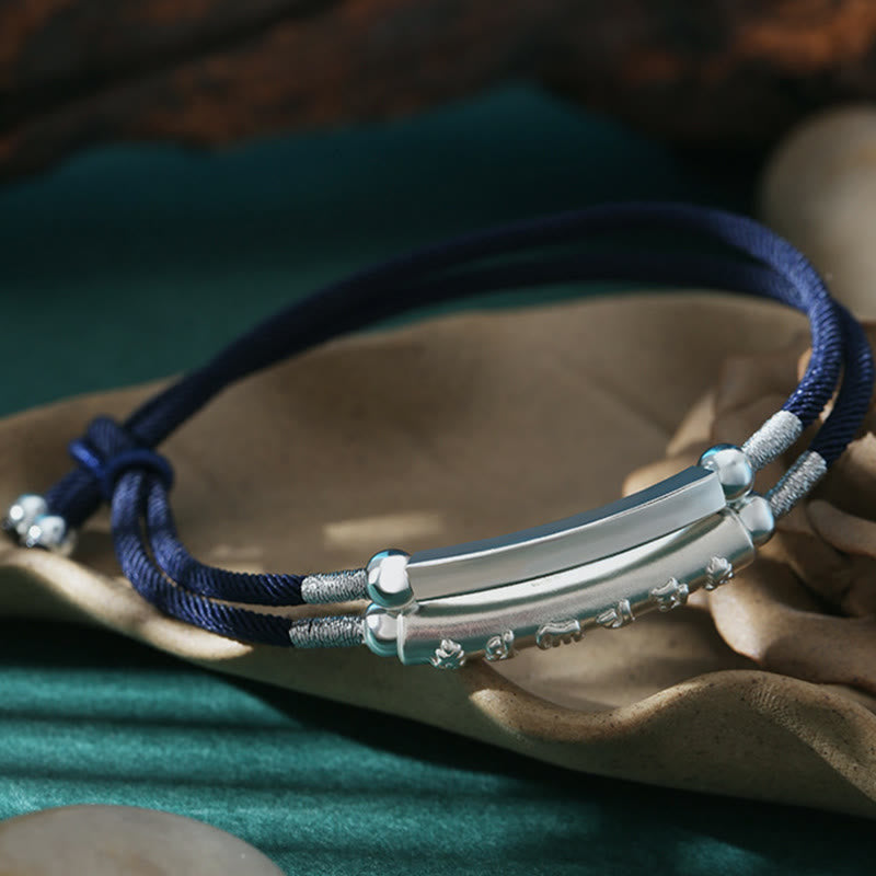 Handmade 999 Sterling Silver Om Mani Padme Hum Lotus Peace Braided Bracelet