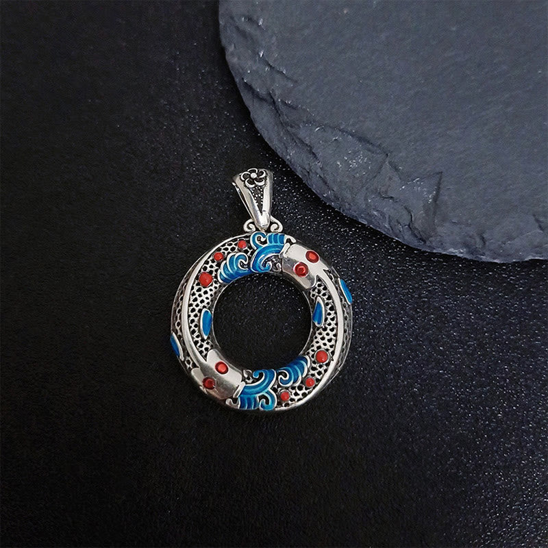 Koi Fish Peace Buckle Copper Wealth Luck Necklace Pendant