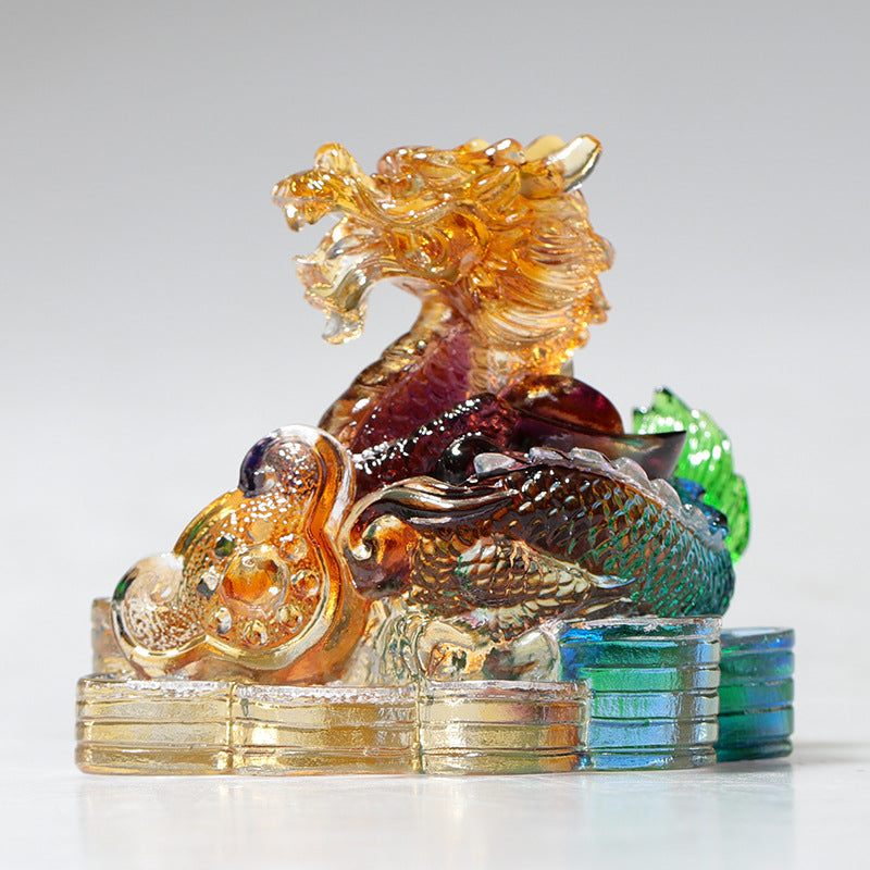Year of the Dragon Handmade 12 Chinese Zodiac Liuli Crystal Art Piece Protection Home Office Decoration