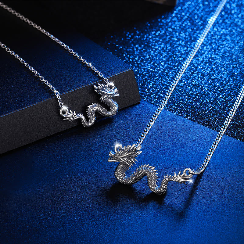 925 Sterling Silver Year Of The Dragon Auspicious Dragon Protection Chain Necklace Pendant