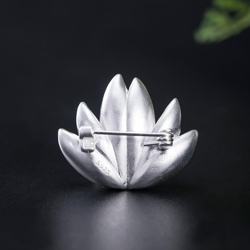 925 Sterling Silver Lotus Flower Pearl New Beginning Brooch