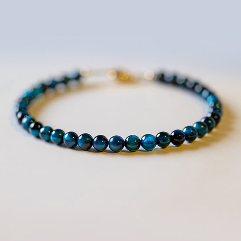 Natural Blue Tiger Eye Stone Protection Chain Bracelet