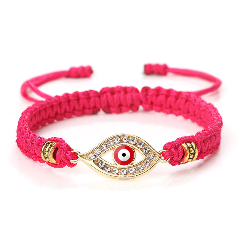 Handmade Evil Eye Red String Braided Bracelet with Gold or Silver Border