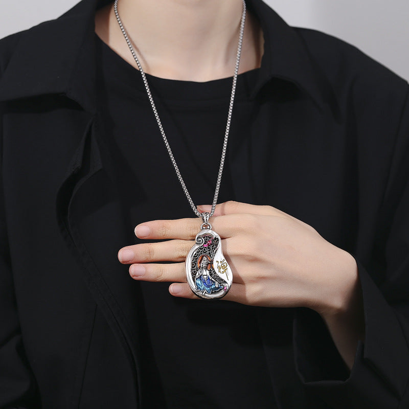 Avalokitesvara Lotus Design Copper Wealth Necklace Pendant