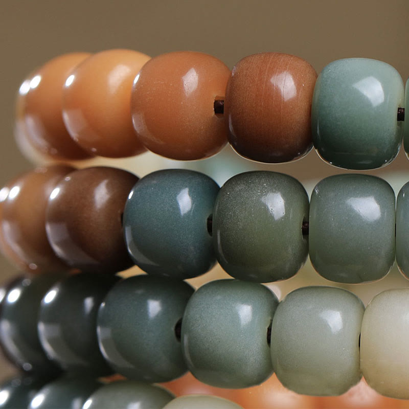 108 Mala Beads Gradient Bodhi Seed Green Tara Buddha Engraved Peace Harmony Bracelet